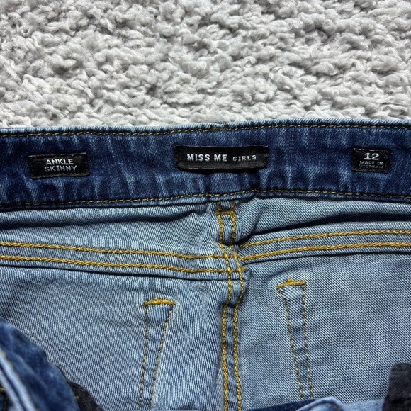 Miss Me Jeans Girls 12 Ankle Skinny Floral Embroidery Denim Flowers Streetwear - Picture 3 of 5